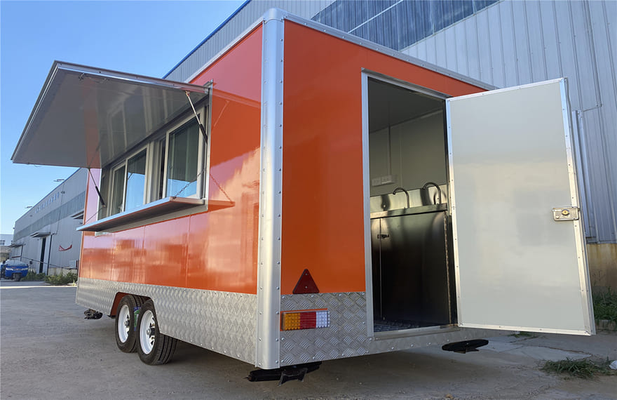 the rear of the mobile pizza trailer